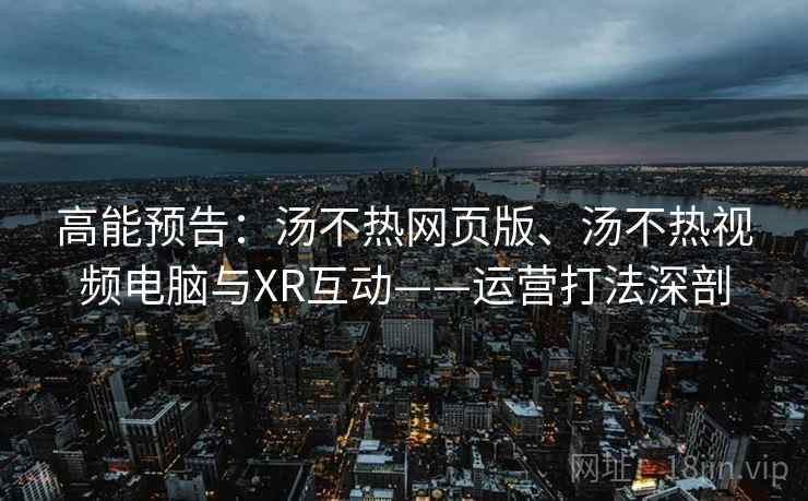 高能预告：汤不热网页版、汤不热视频电脑与XR互动——运营打法深剖